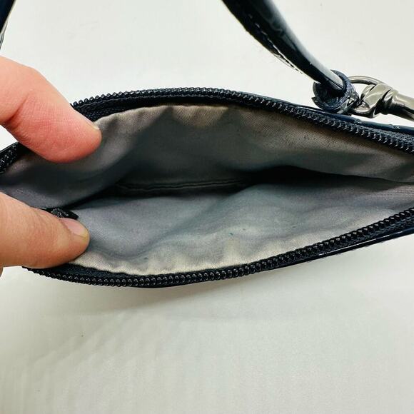 Coach Women's Dark Blue Poppy Patent Leather Coin Wristlet Purse - Picture 7 of 11